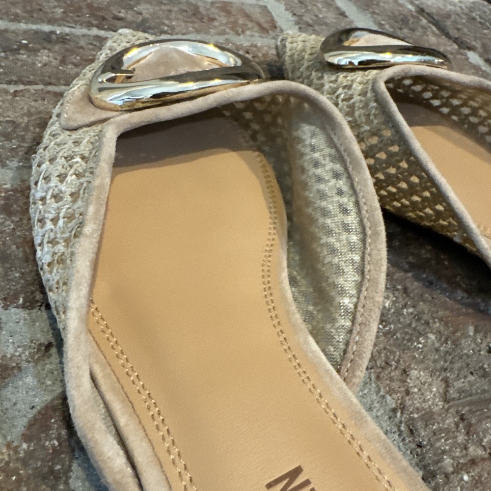 Steve Madden Women's Ira Raffia Mule Point Toe Size 8.5 Gold Buckle Detail #573 - Picture 8 of 16